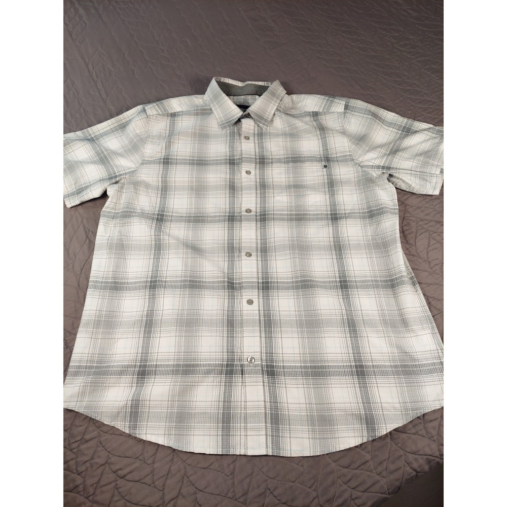 Marmot Mens XL White Plaid Button Up Shirt Lightweight Hiking Outdoors Short Slv - Picture 5 of 11